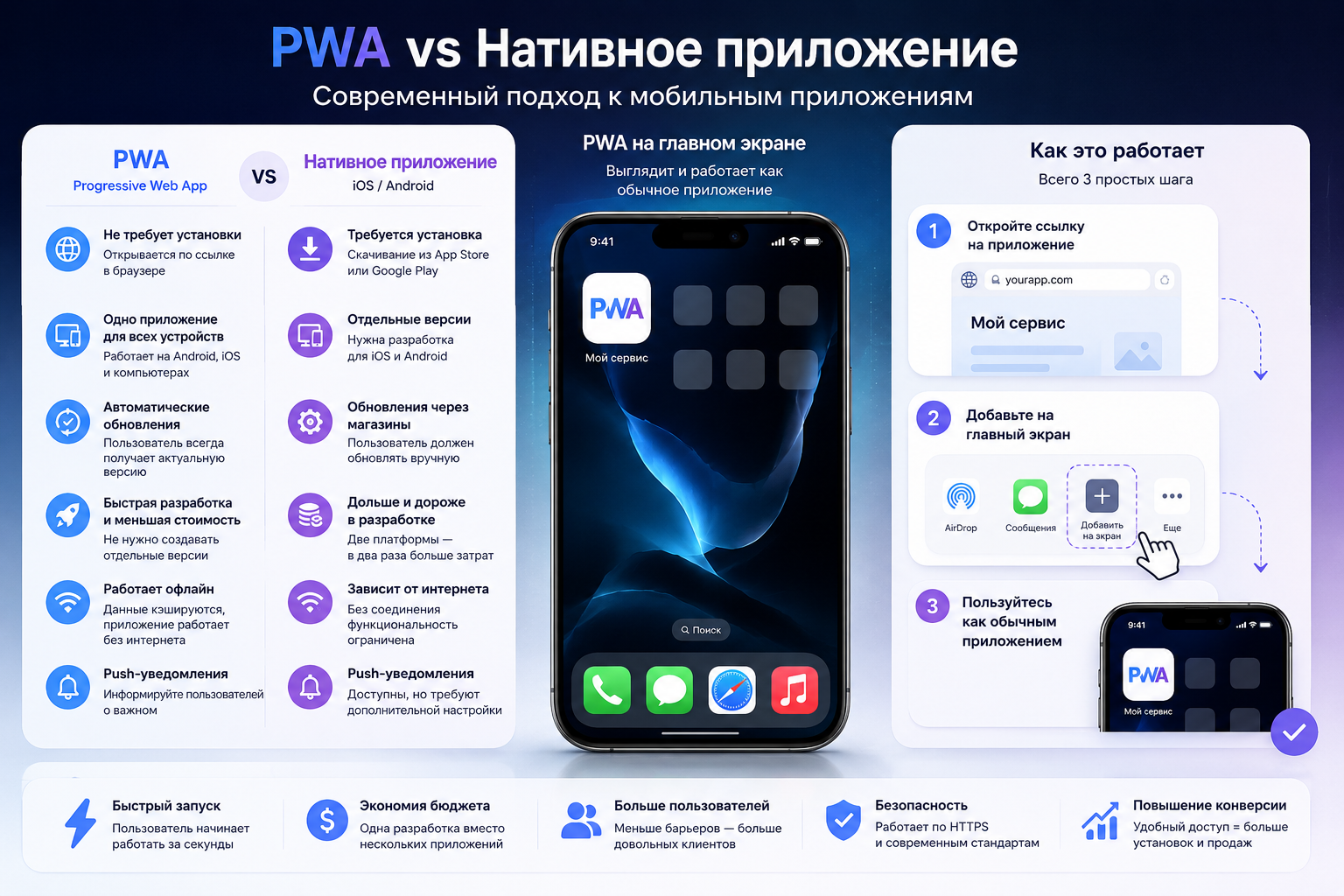 PWA-приложения: преимущества, недостатки и сравнение с мобильными приложениями